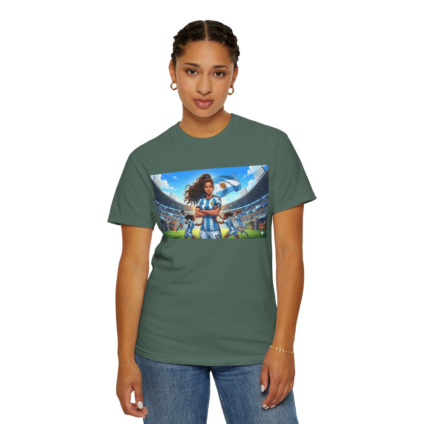 Argentina Soccer Heroine Stadium T-Shirt – Female Soccer Player Graphic Tee