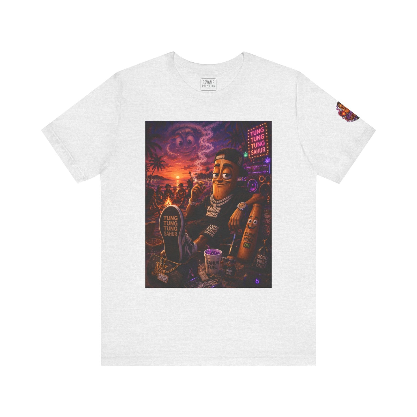 Tung Tung Tung Sahur Laid-Back Nightlife Graphic Tee — "Things Take Time" Urban Cartoon Design