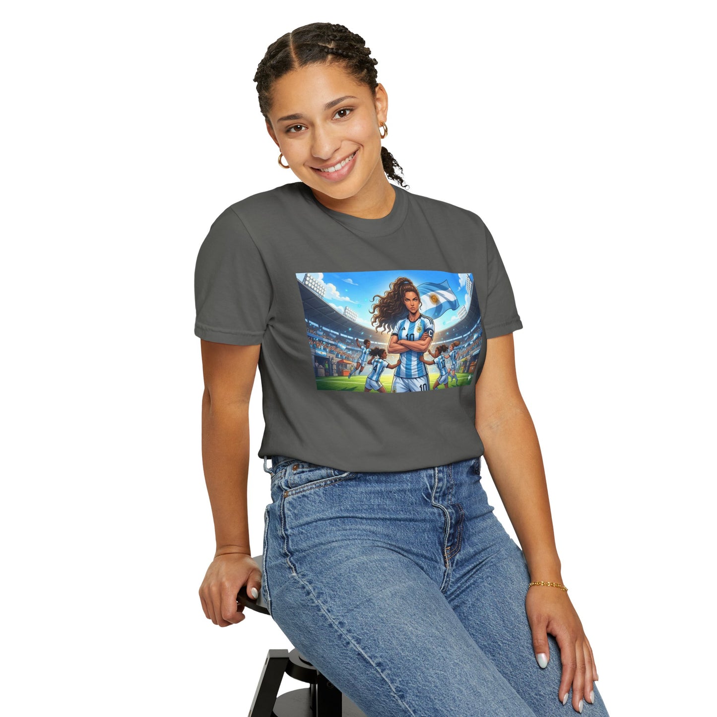 Argentina Soccer Heroine Stadium T-Shirt – Female Soccer Player Graphic Tee