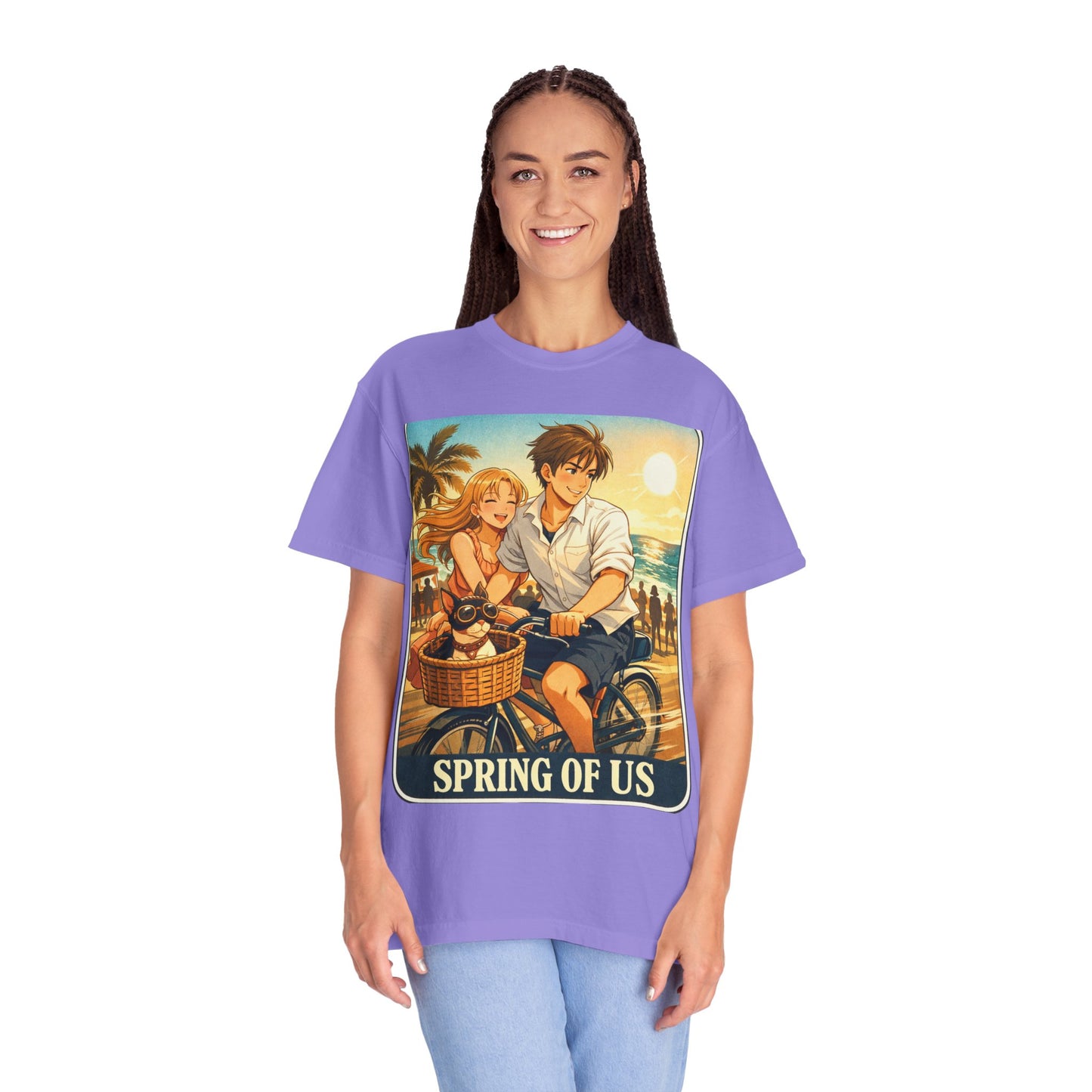 Spring of Us T-Shirt — Vintage Beach Couple Bicycle Design