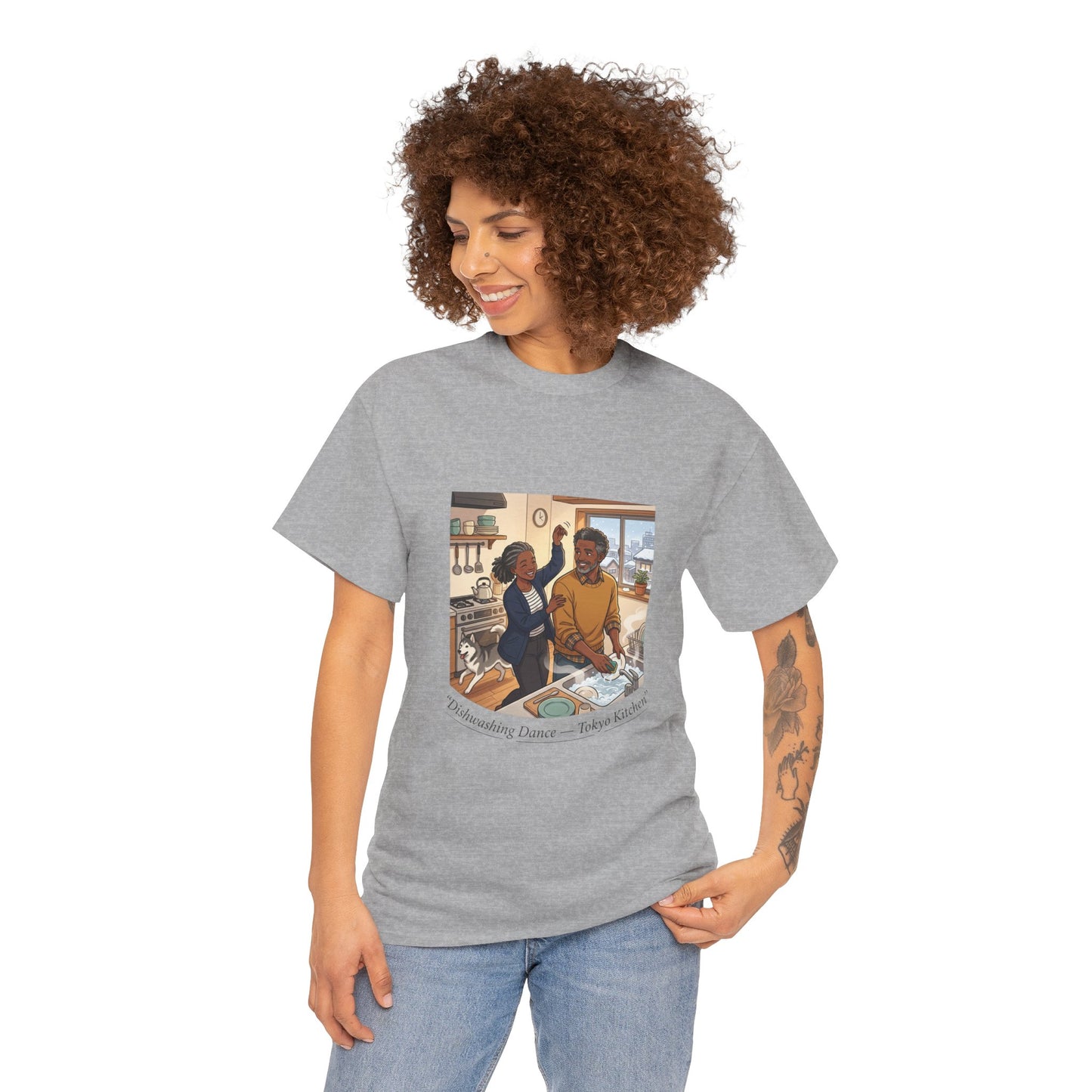 Dishwashing Dance Tee — Couple Kitchen Graphic T-Shirt