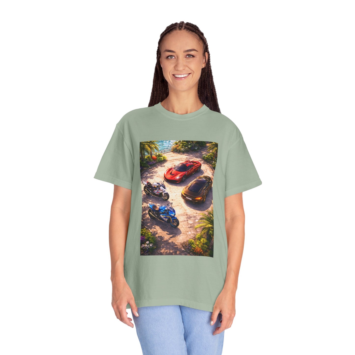 MULTI-VEHICLE - T-Shirt — Tropical Sports Cars & Motorbikes Print