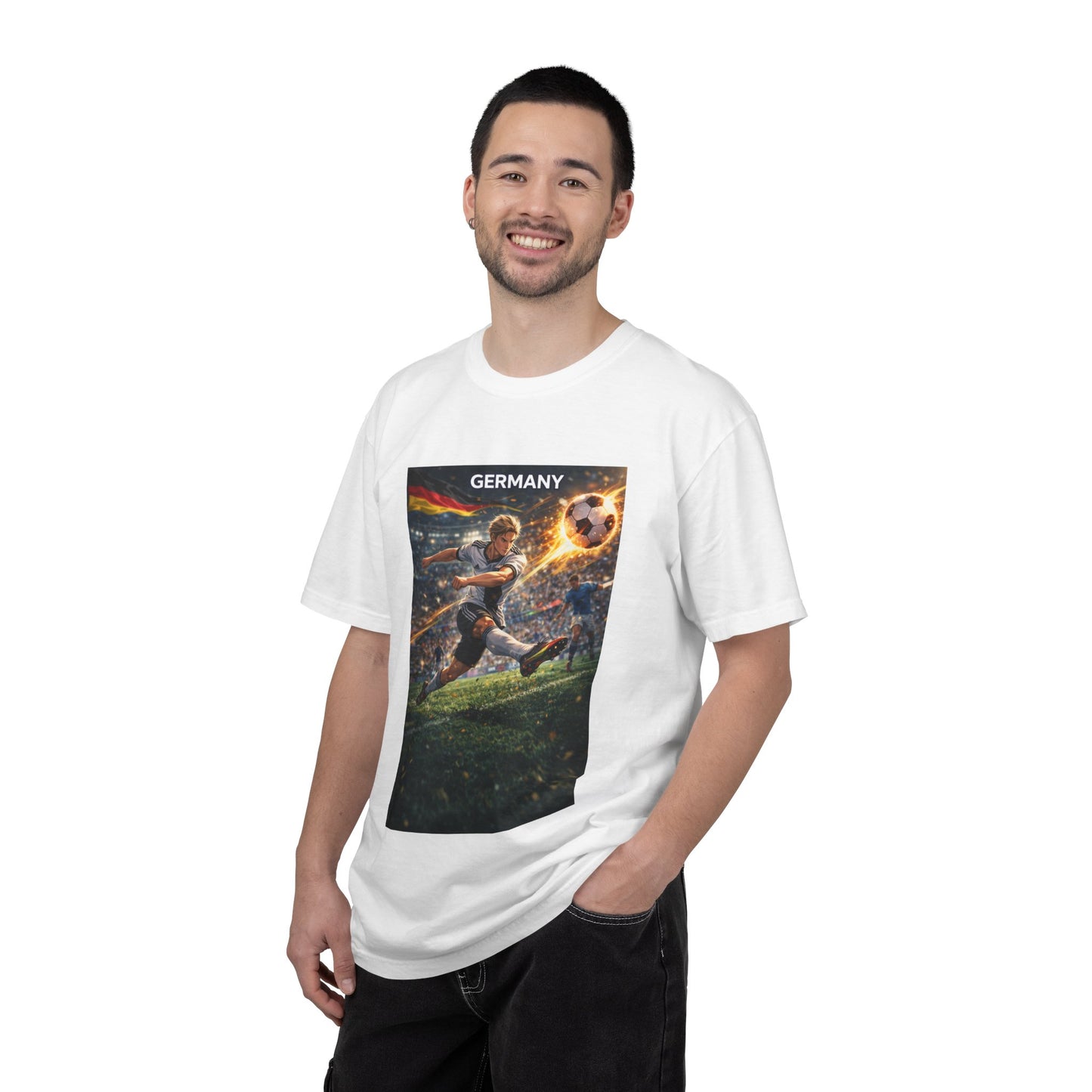 Germany Soccer Player Graphic T-Shirt — Retro Football Stadium Print
