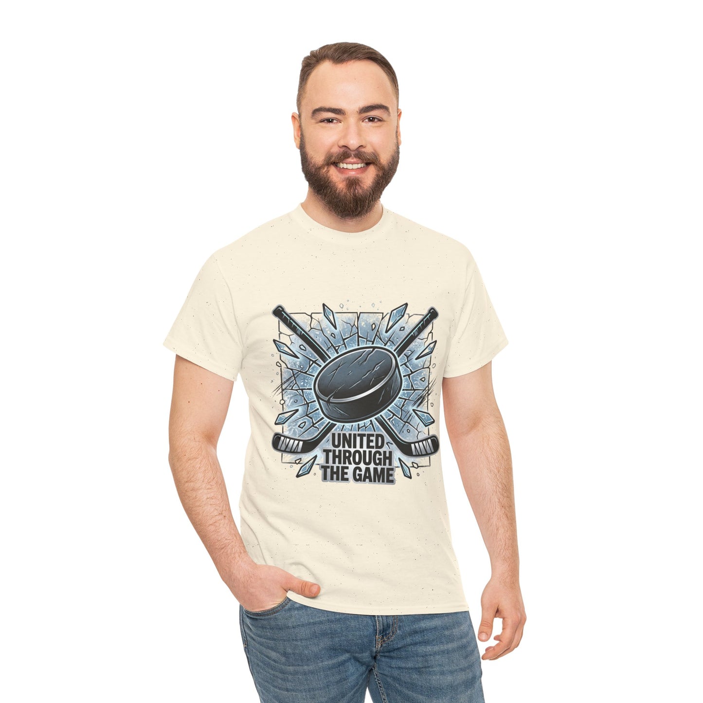 Hockey T-Shirt — "United Through the Game" Graphic Tee