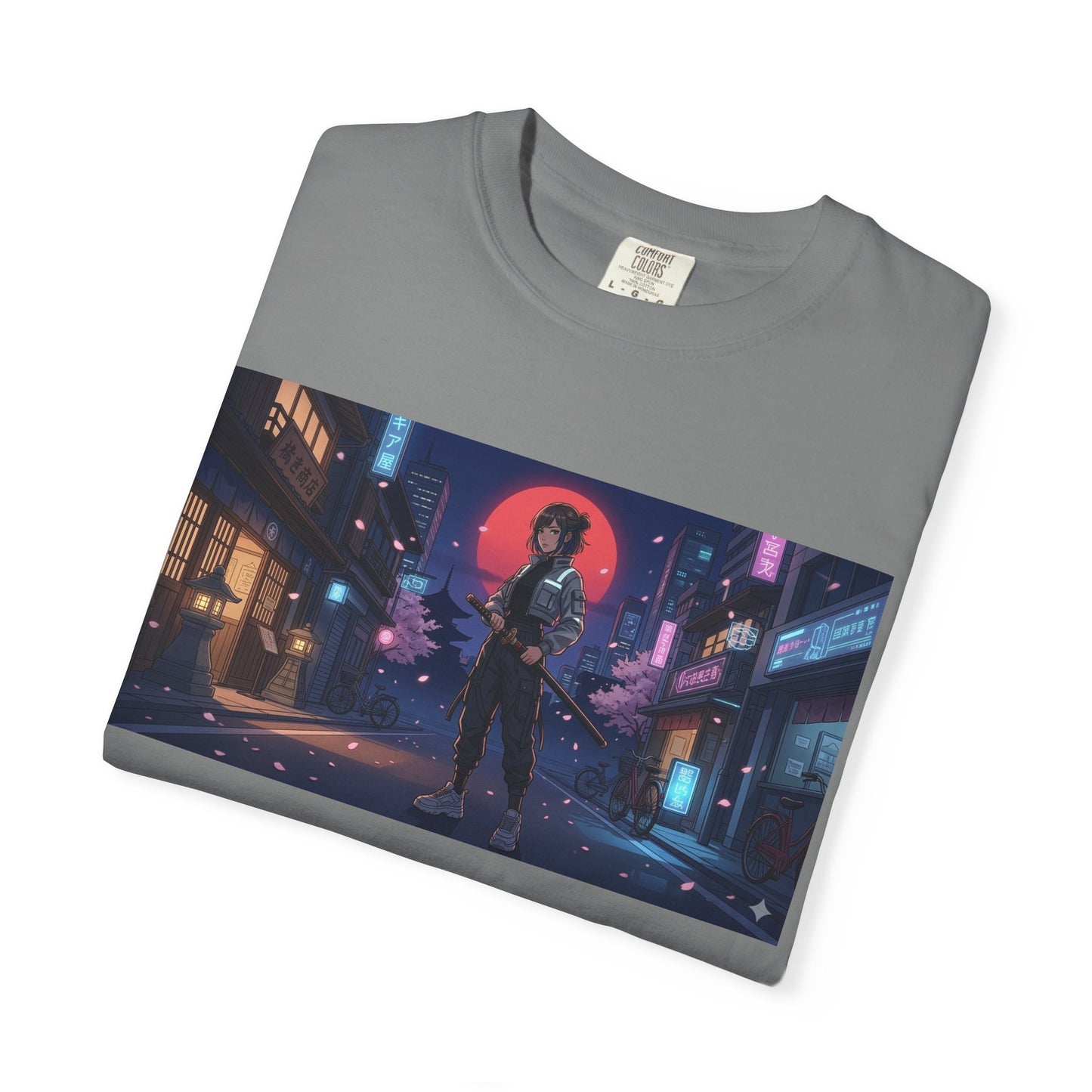 Cyberpunk Samurai T-Shirt — Neon Night Street Art Tee