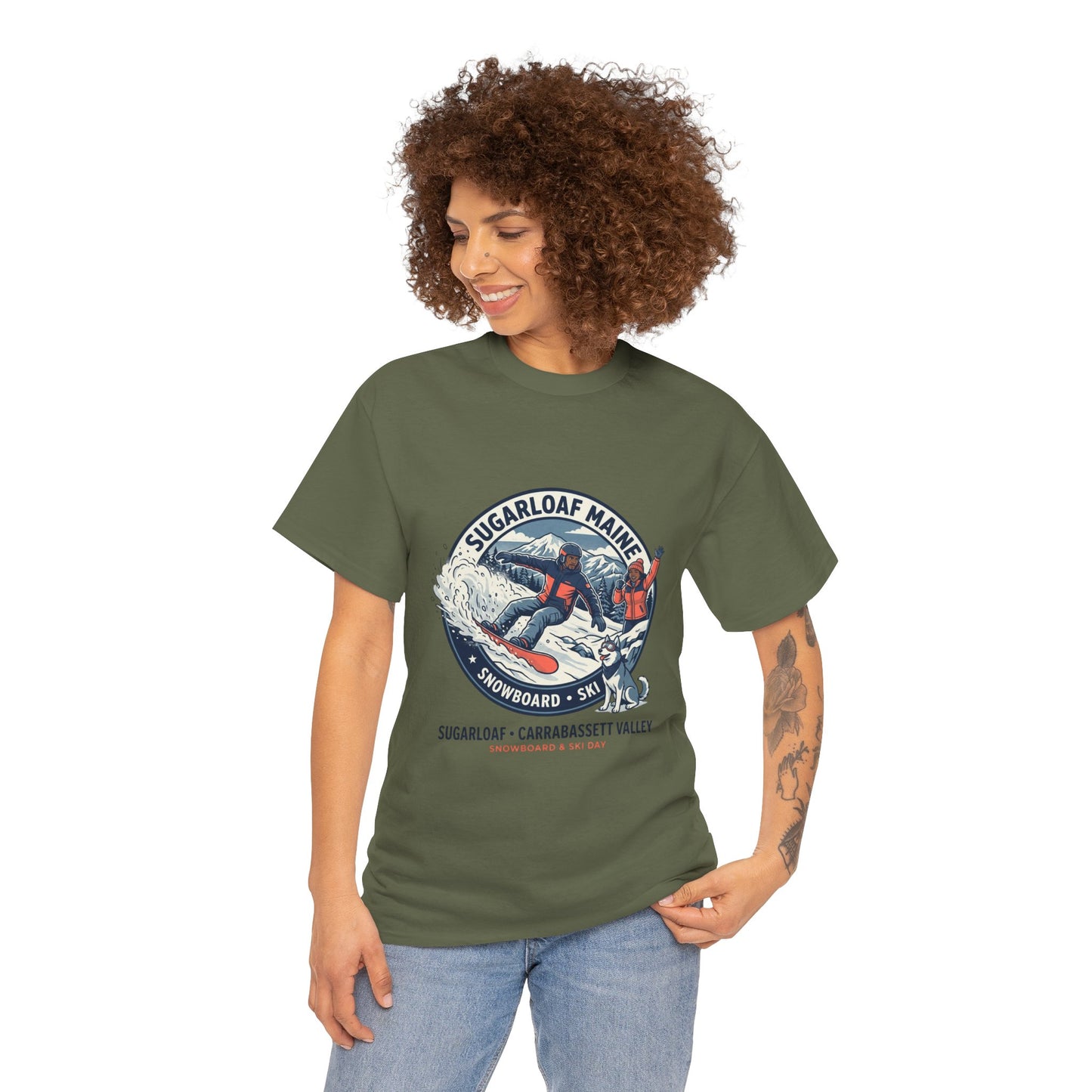 Sugarloaf Maine Snowboard & Ski T‑Shirt — Sugarloaf‑Carrabassett Valley Retro Graphic Tee