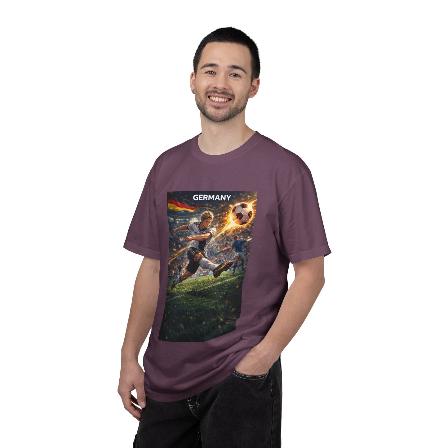Germany Soccer Player Graphic T-Shirt — Retro Football Stadium Print