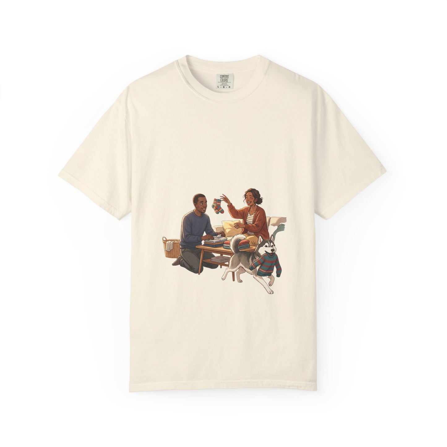 Picnic Cheers T-Shirt — Vintage Couple & Dog Illustration Tee