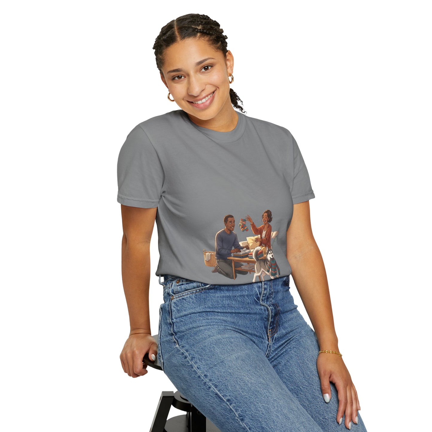 Picnic Cheers T-Shirt — Vintage Couple & Dog Illustration Tee