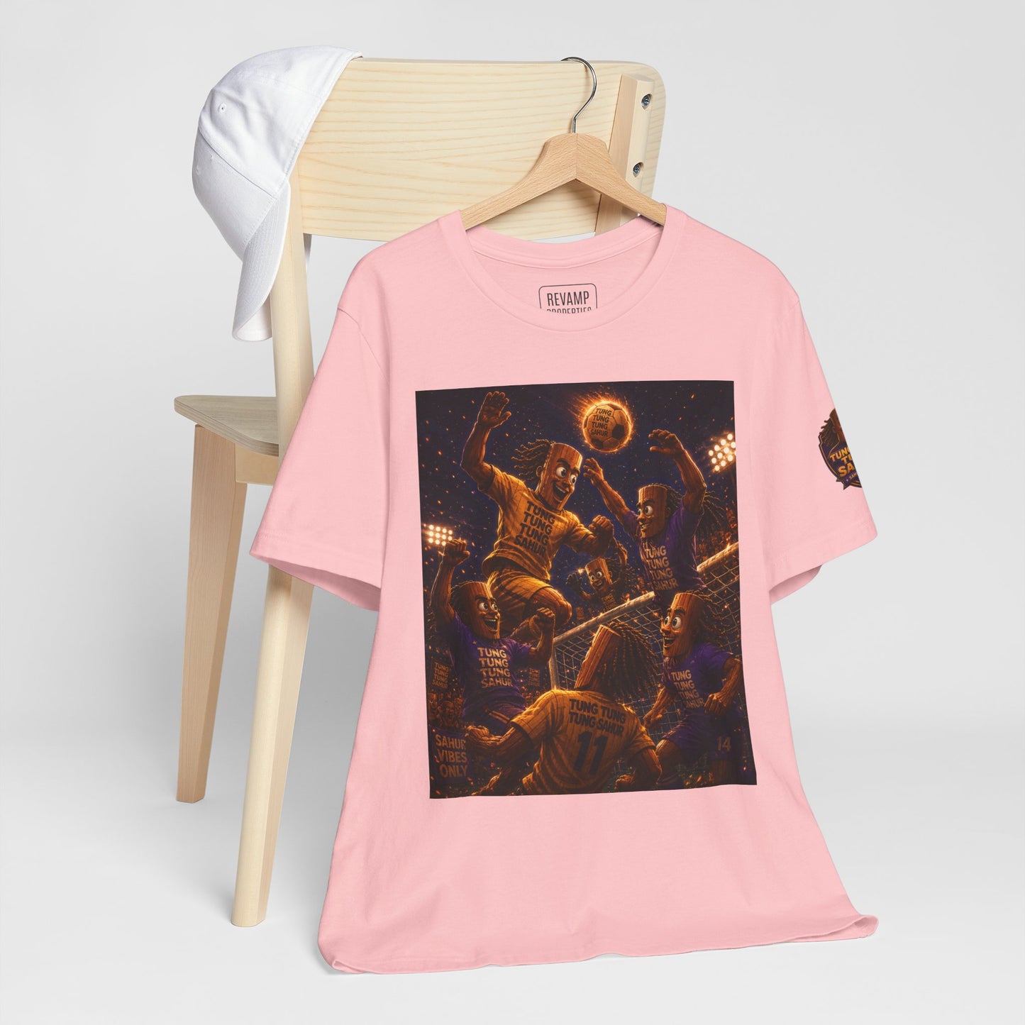 Tung Tung Tung Sahur Header Goal Soccer Action Graphic Tee — Team Court Night Design