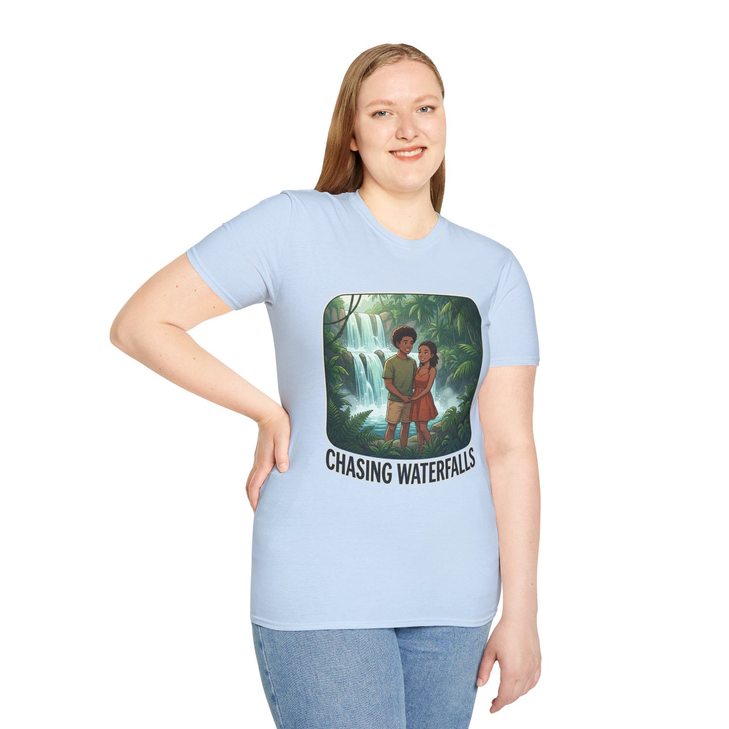 Chasing Waterfalls T-Shirt — Couple Adventure Graphic Tee