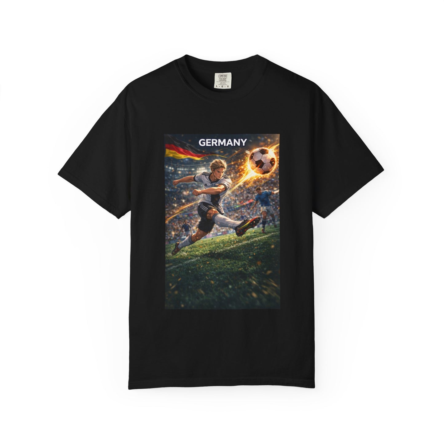 Germany Soccer Player Graphic T-Shirt — Retro Football Stadium Print