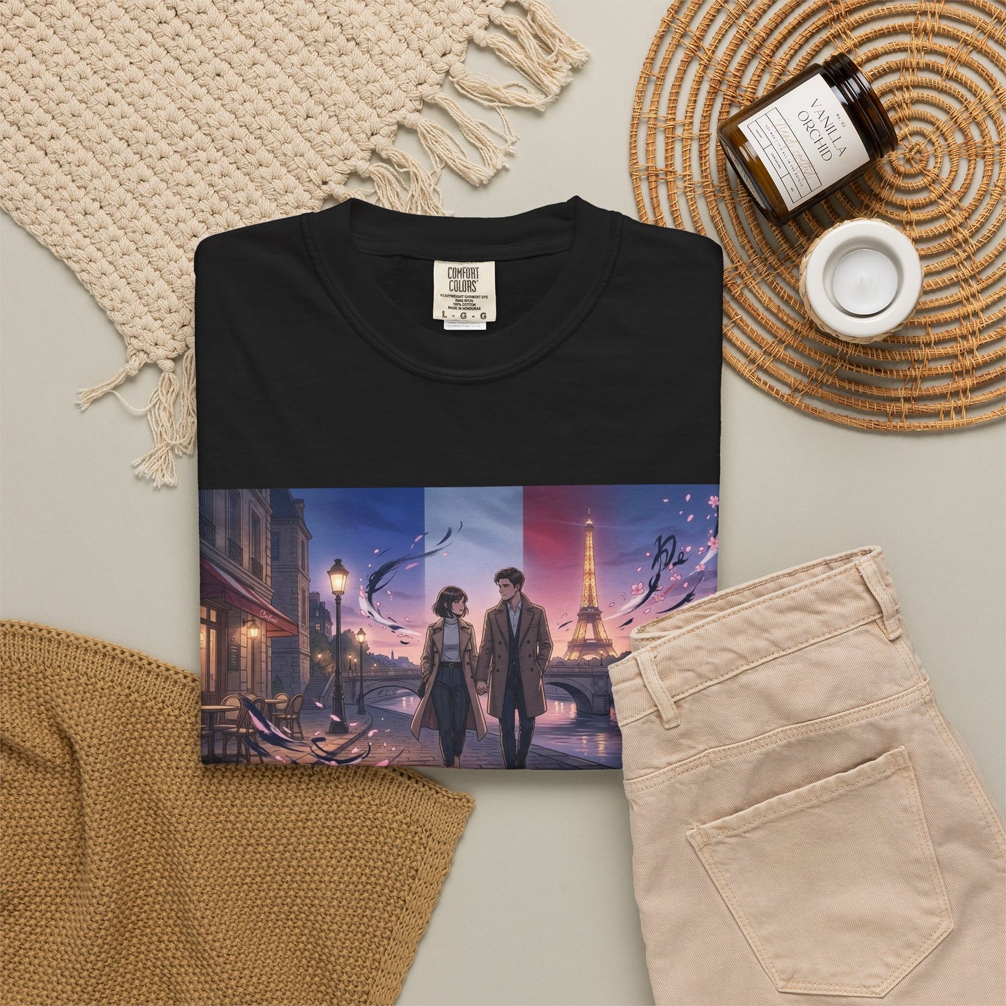 T-Shirt — Romantic City Night Stroll Illustration