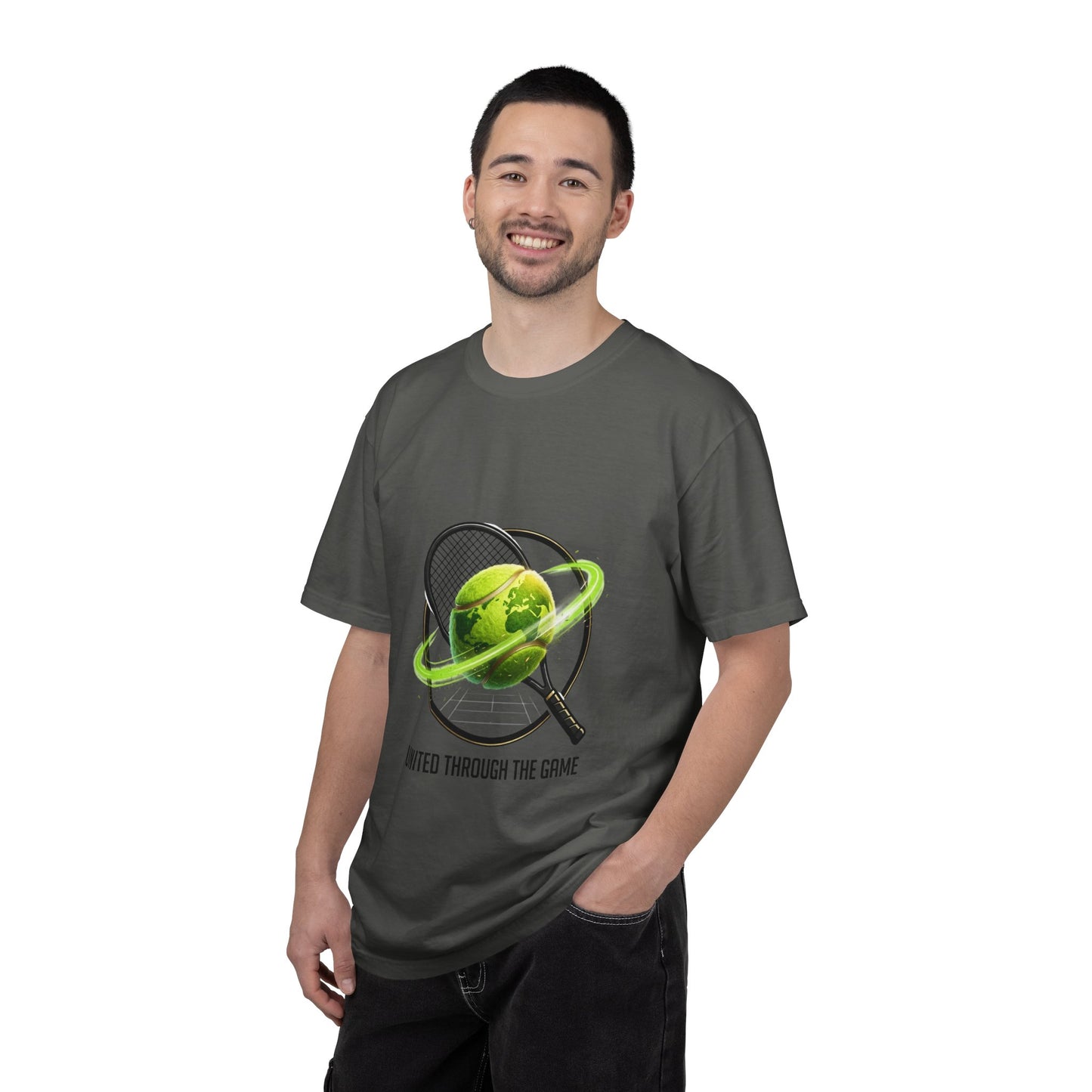 Tennis Globe T‑Shirt — "United Through the Game" Sports Tee