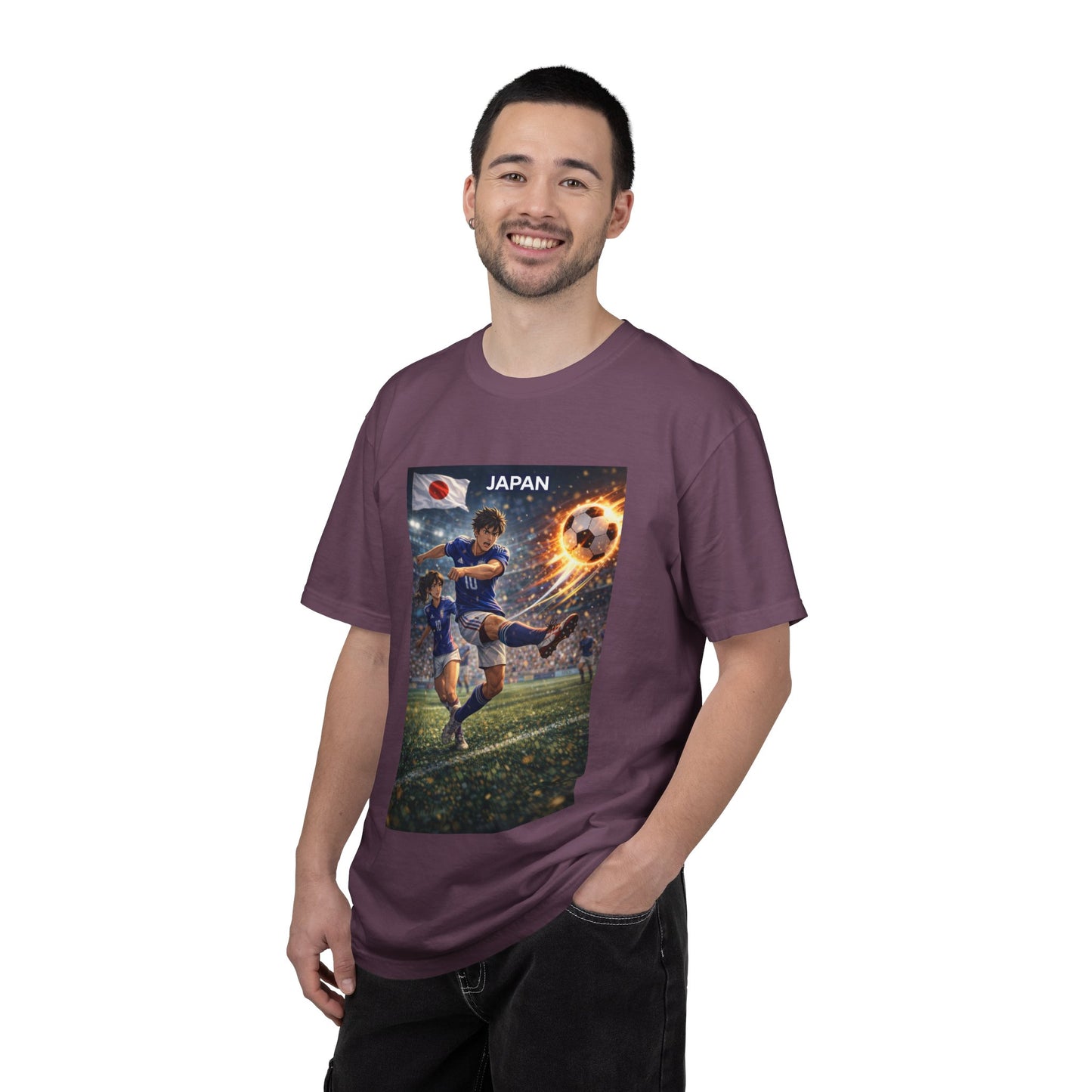 Japan Soccer Team Graphic T‑Shirt — Dynamic Football Players Design