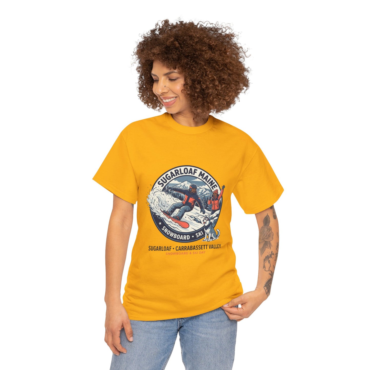 Sugarloaf Maine Snowboard & Ski T‑Shirt — Sugarloaf‑Carrabassett Valley Retro Graphic Tee