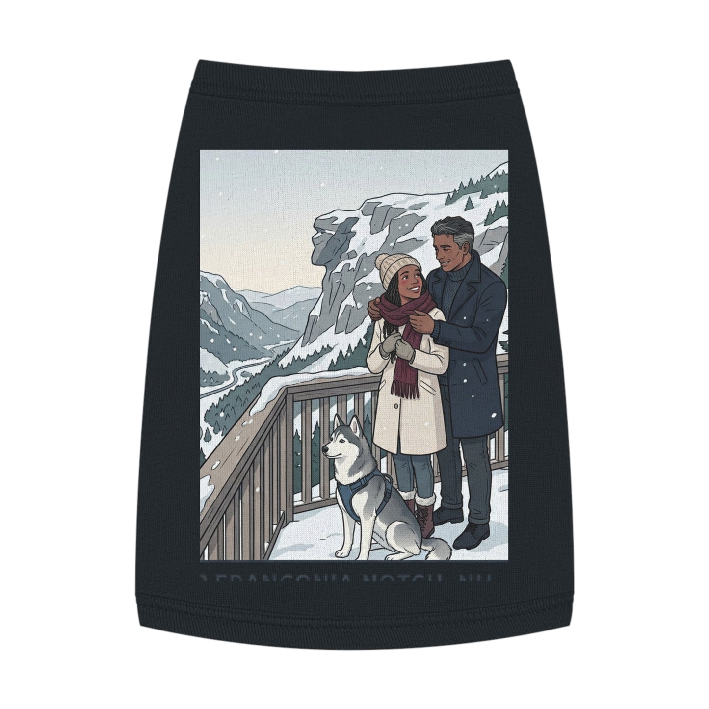 Dog Winter Walk Tank — Cozy Couple & Husky Scenic Pet Tank Top