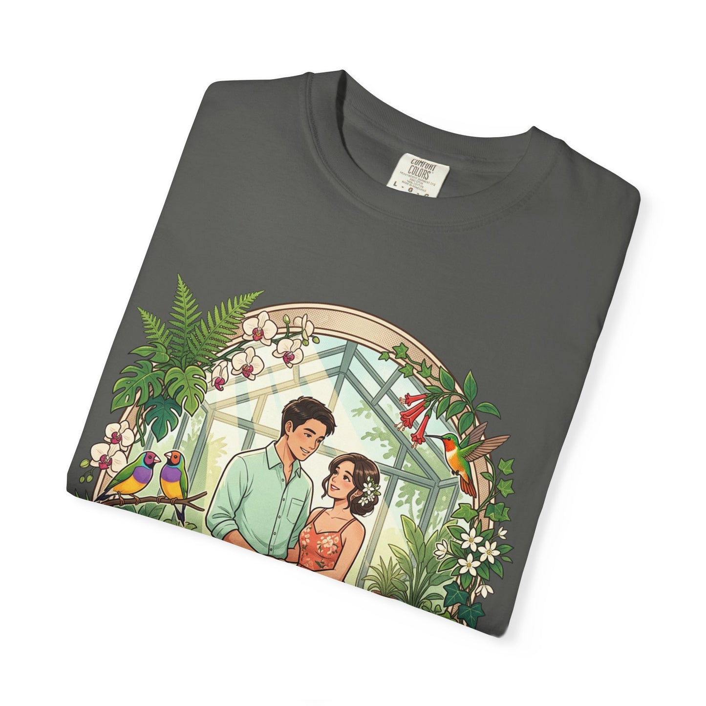 Romantic Greenhouse Couples T-Shirt — “Love Grows Where We Nurture It”