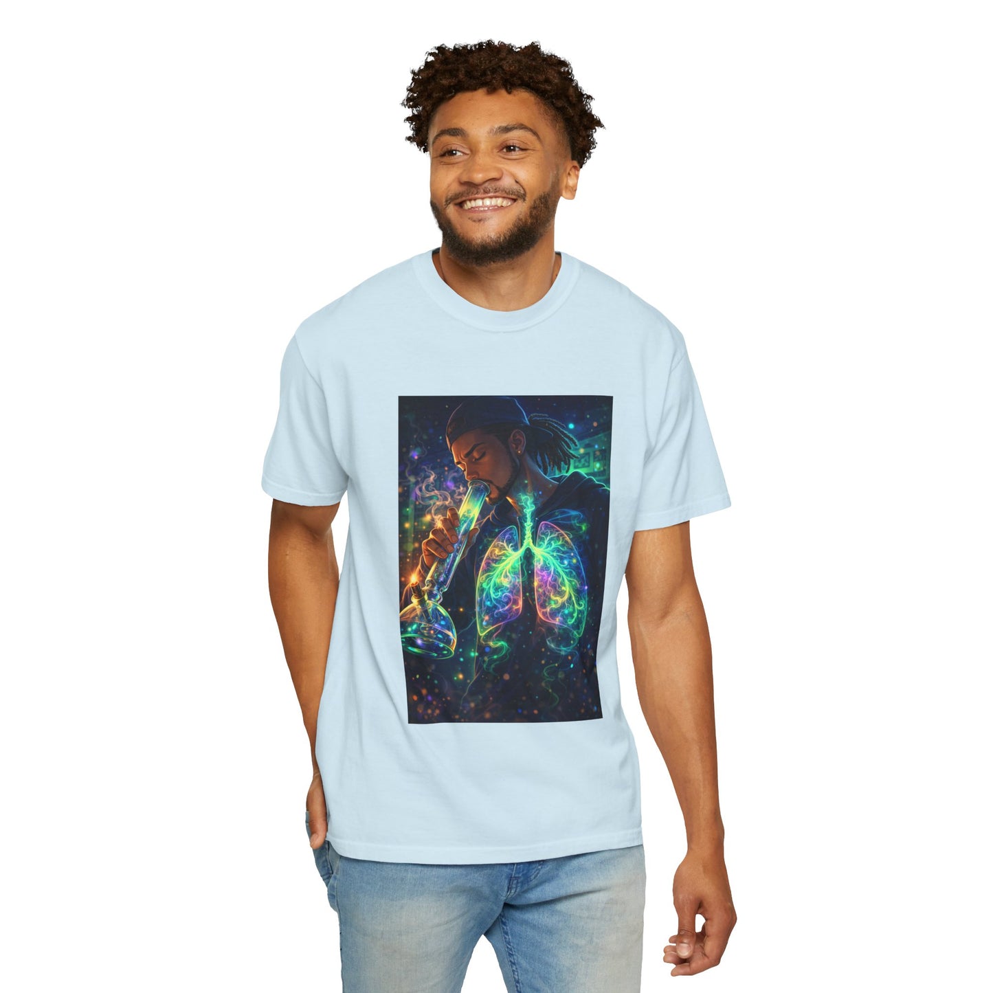 Cosmic Lungs T-Shirt — Neon Anatomical Art Tee