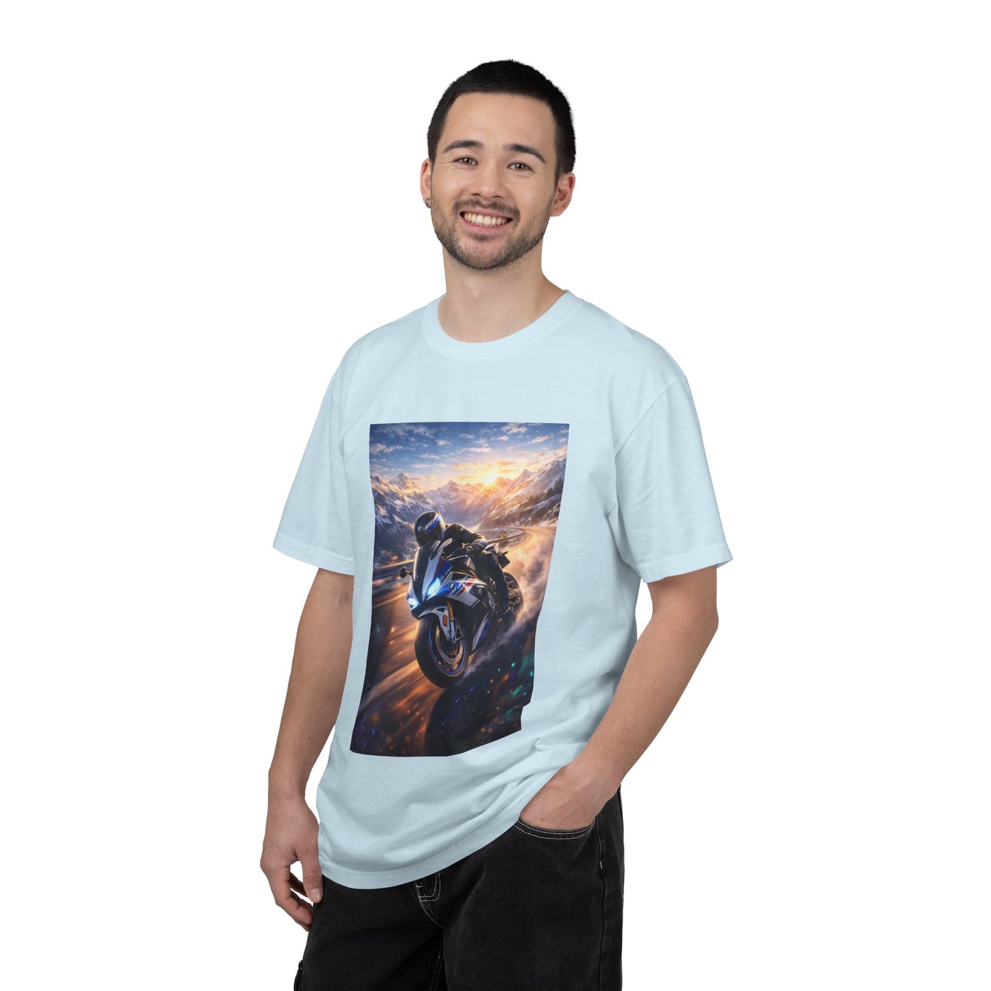 BMW S1000RR ALPINE GHOST RIDE - T‑Shirt — Sportbike Skyline Graphic Tee