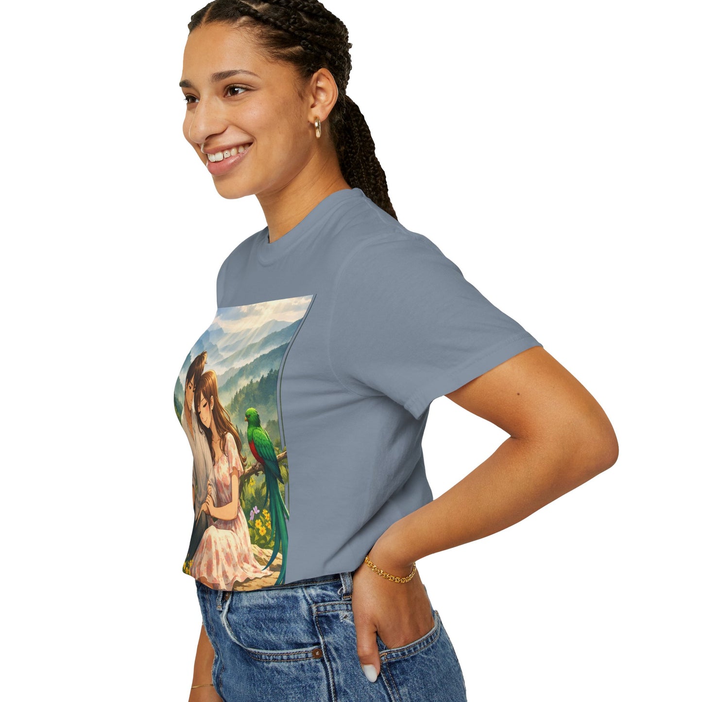 Romantic Anime Couple T-Shirt — Sunset Meadow Illustration