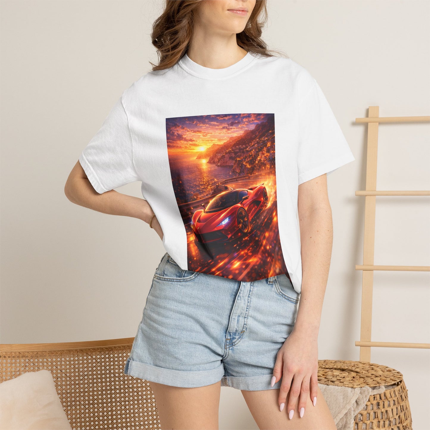 Ferrari F80- Amalfi Coast, Italy - T‑Shirt — Red Sports Car Print