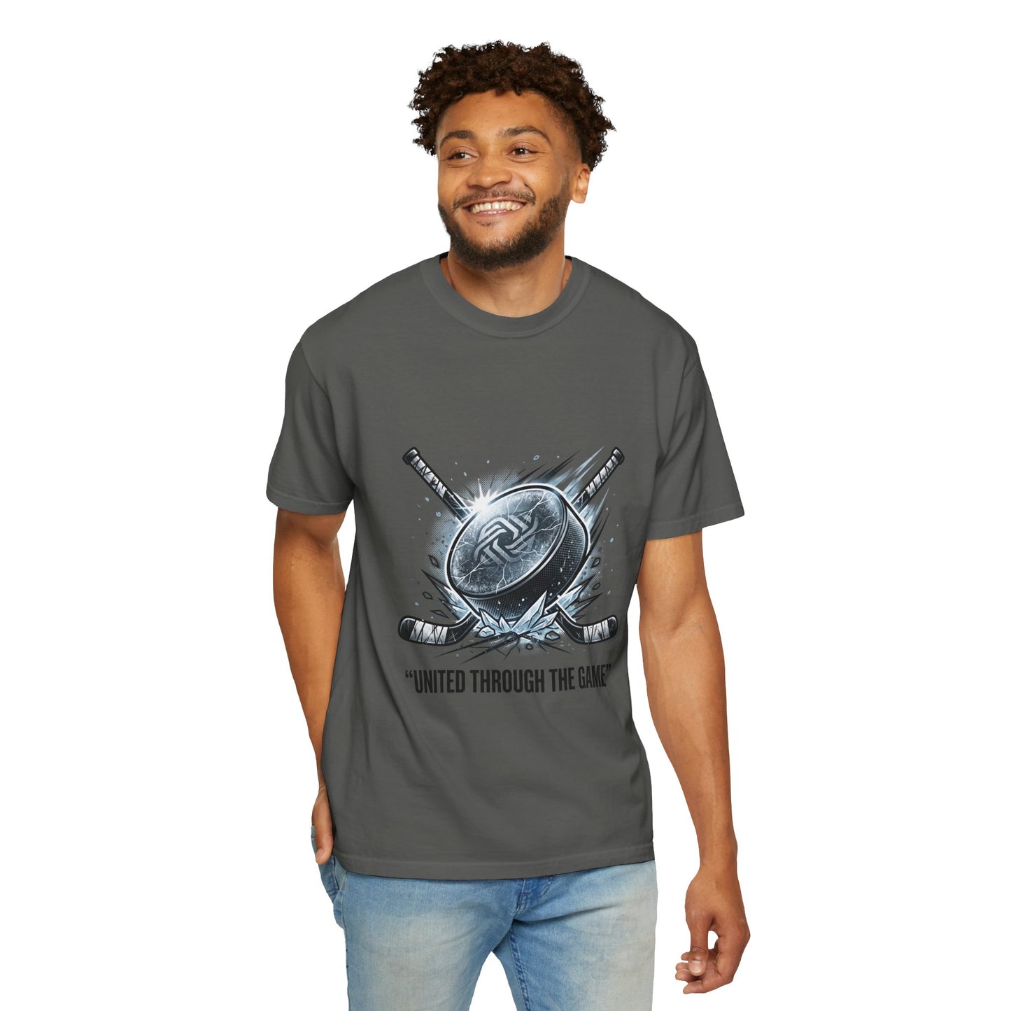 Hockey Graphic Tee — "United Through the Game" Team Spirit T-Shirt