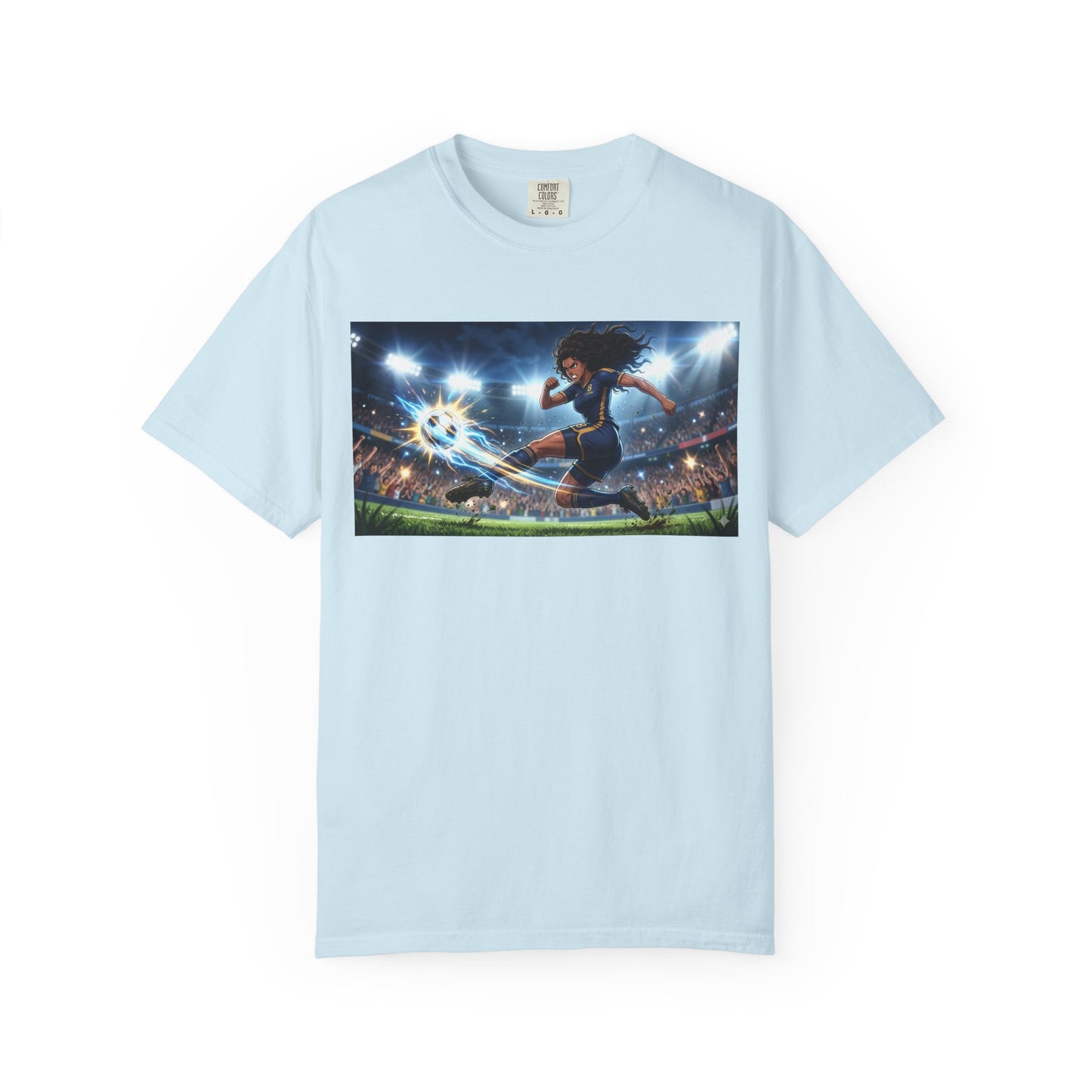 Soccer Kick Graphic T-Shirt — Energetic Stadium Football Design