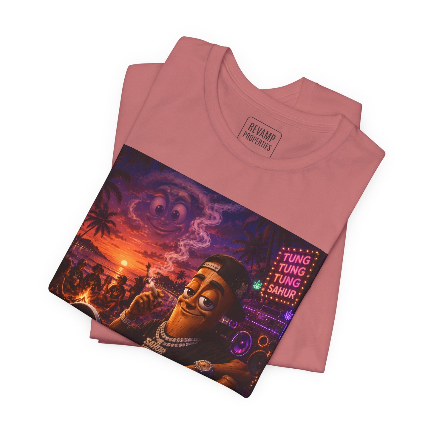 Tung Tung Tung Sahur Laid-Back Nightlife Graphic Tee — "Things Take Time" Urban Cartoon Design