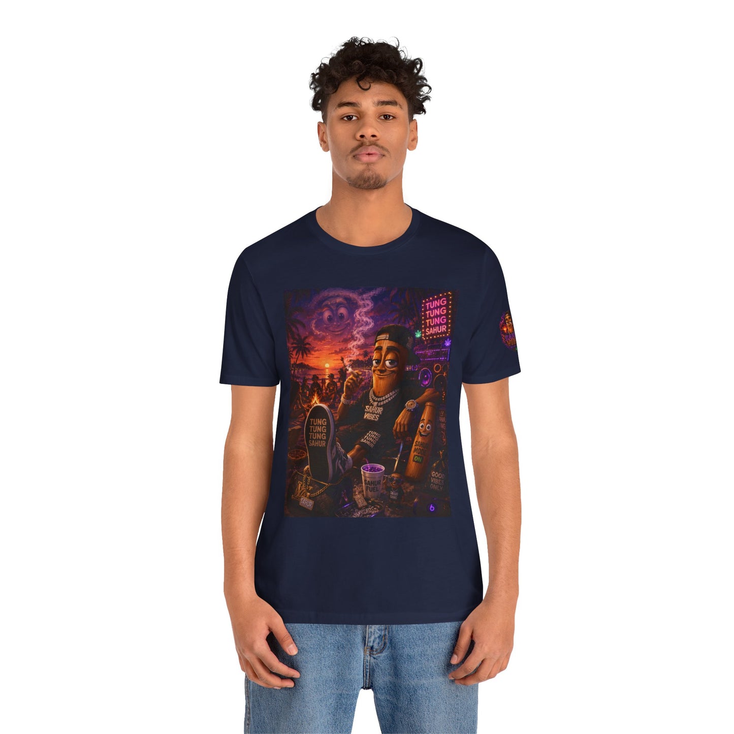 Tung Tung Tung Sahur Laid-Back Nightlife Graphic Tee — "Things Take Time" Urban Cartoon Design