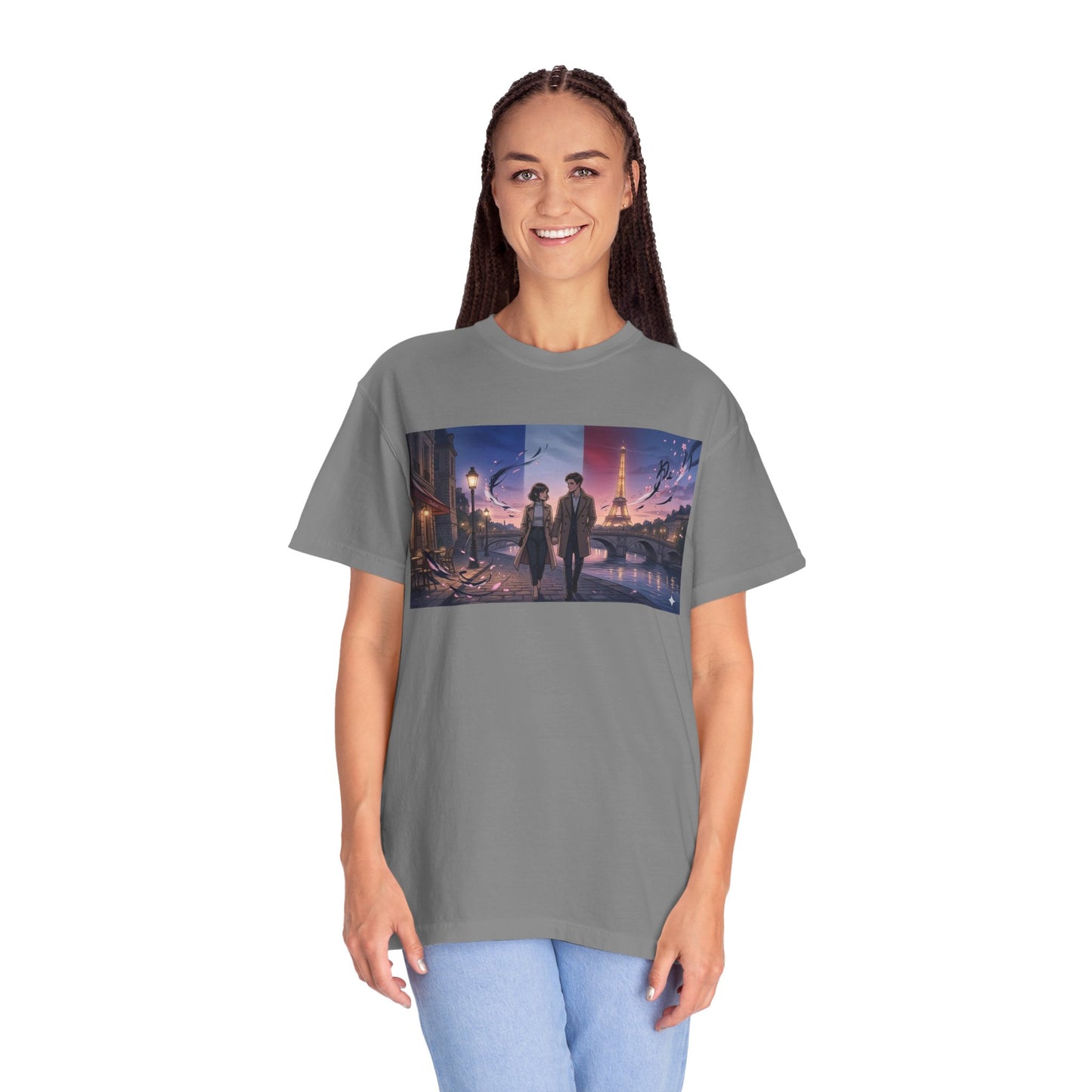 T-Shirt — Romantic City Night Stroll Illustration