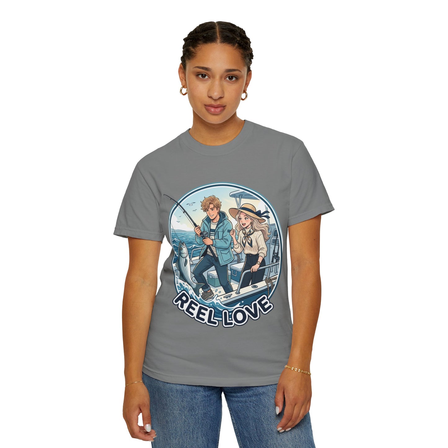 Reel Love Fishing T-Shirt — Cute Couple Anglers Graphic Tee