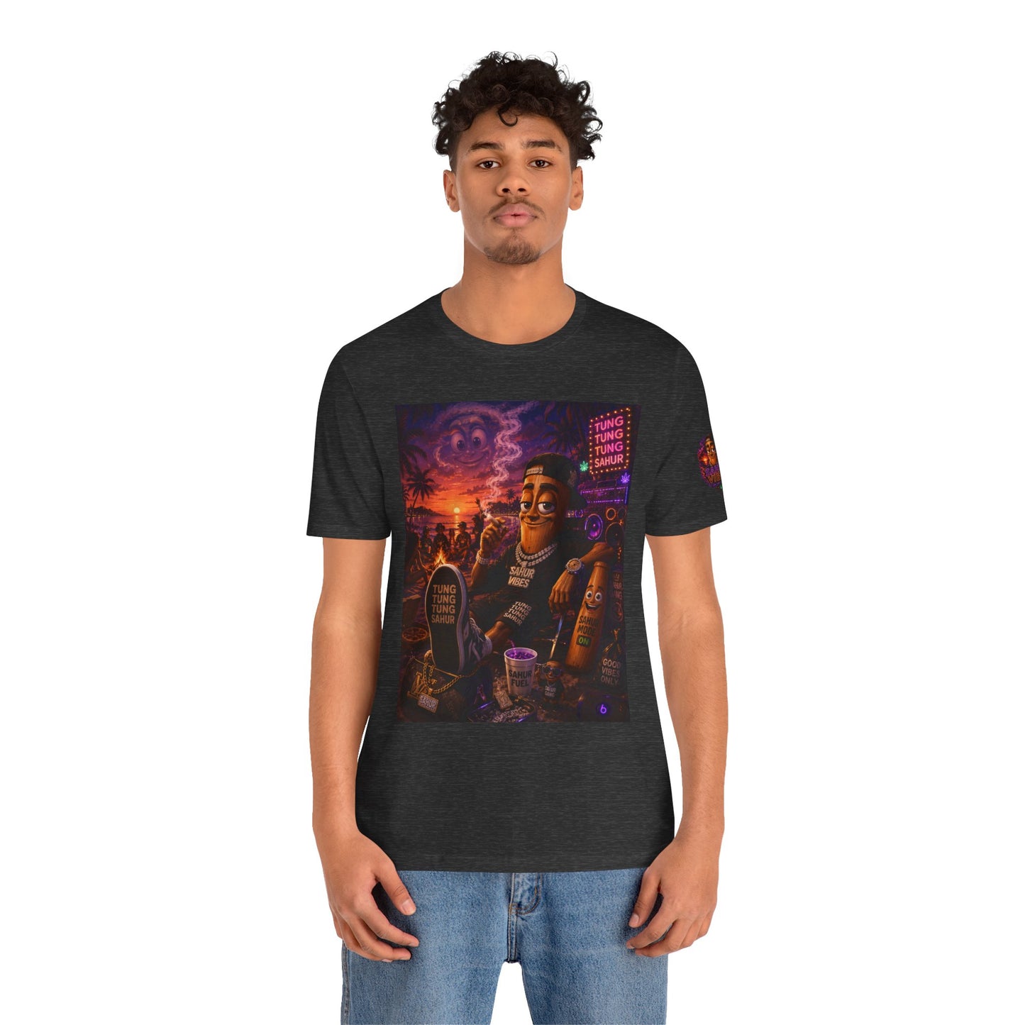 Tung Tung Tung Sahur Laid-Back Nightlife Graphic Tee — "Things Take Time" Urban Cartoon Design
