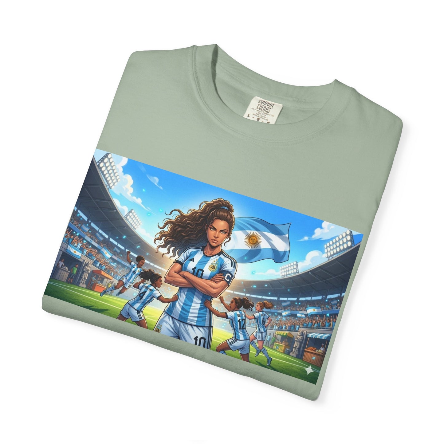 Argentina Soccer Heroine Stadium T-Shirt – Female Soccer Player Graphic Tee
