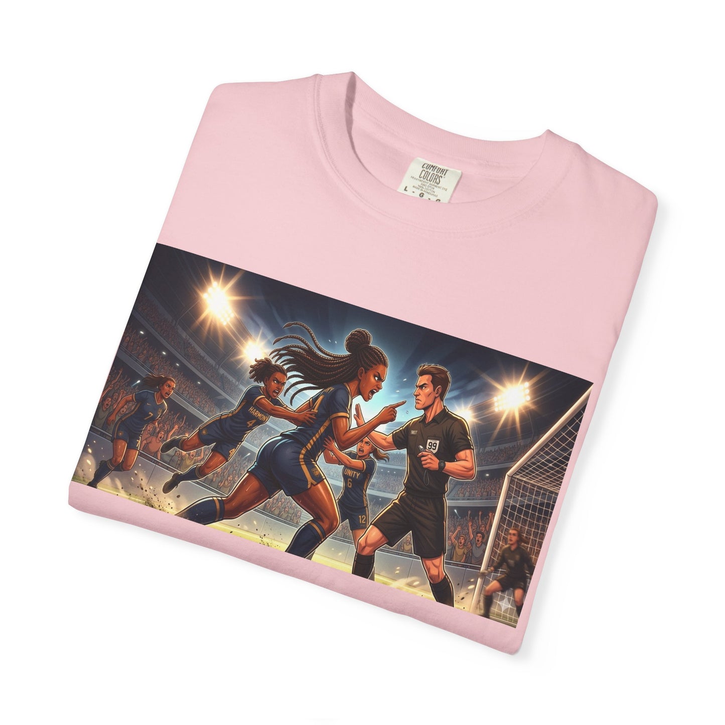 Soccer Night Match T-Shirt — Dynamic Players Under Stadium Lights