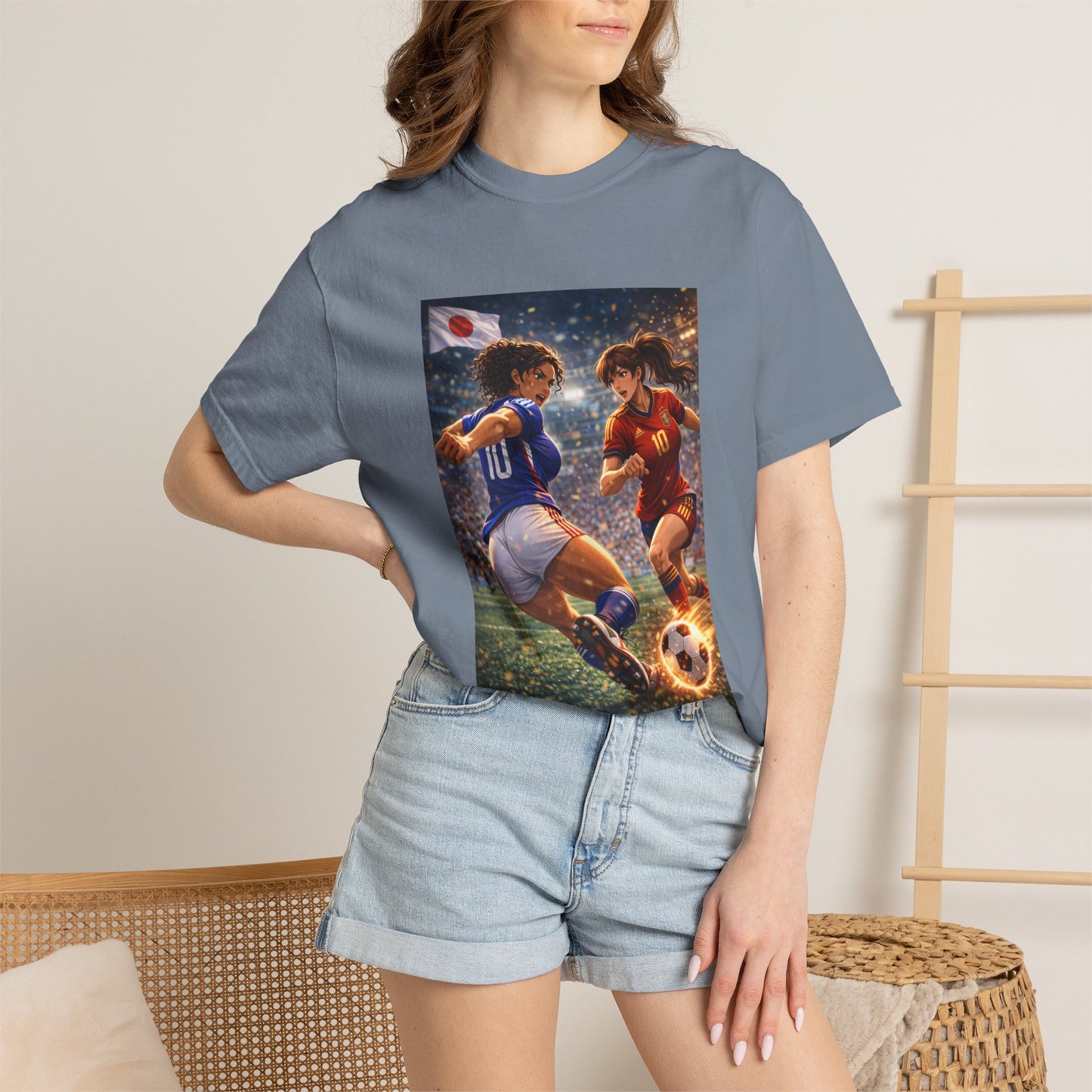 JAPAN Soccer Duel Graphic T-Shirt — Intense Japan vs Spain Football Art