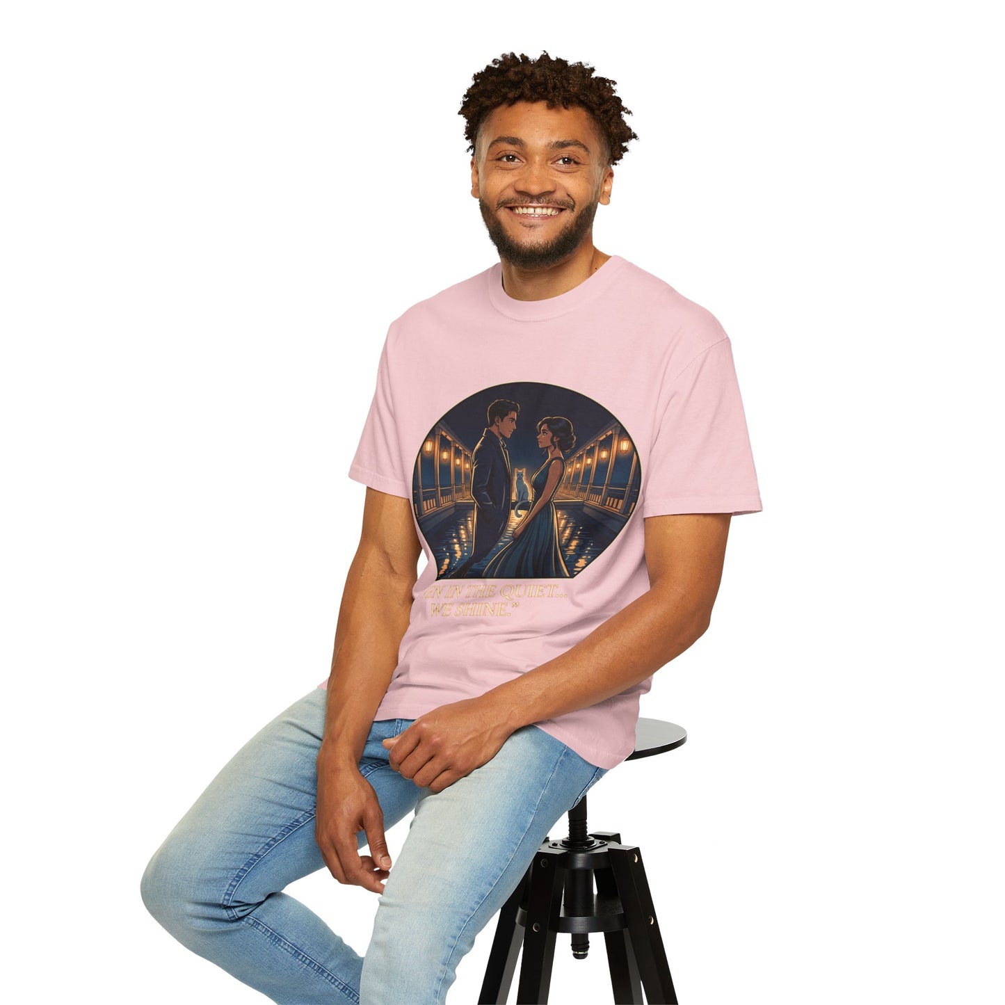 Romantic Night Stroll T-Shirt — "Even in the Quiet... We Shine" Graphic Tee