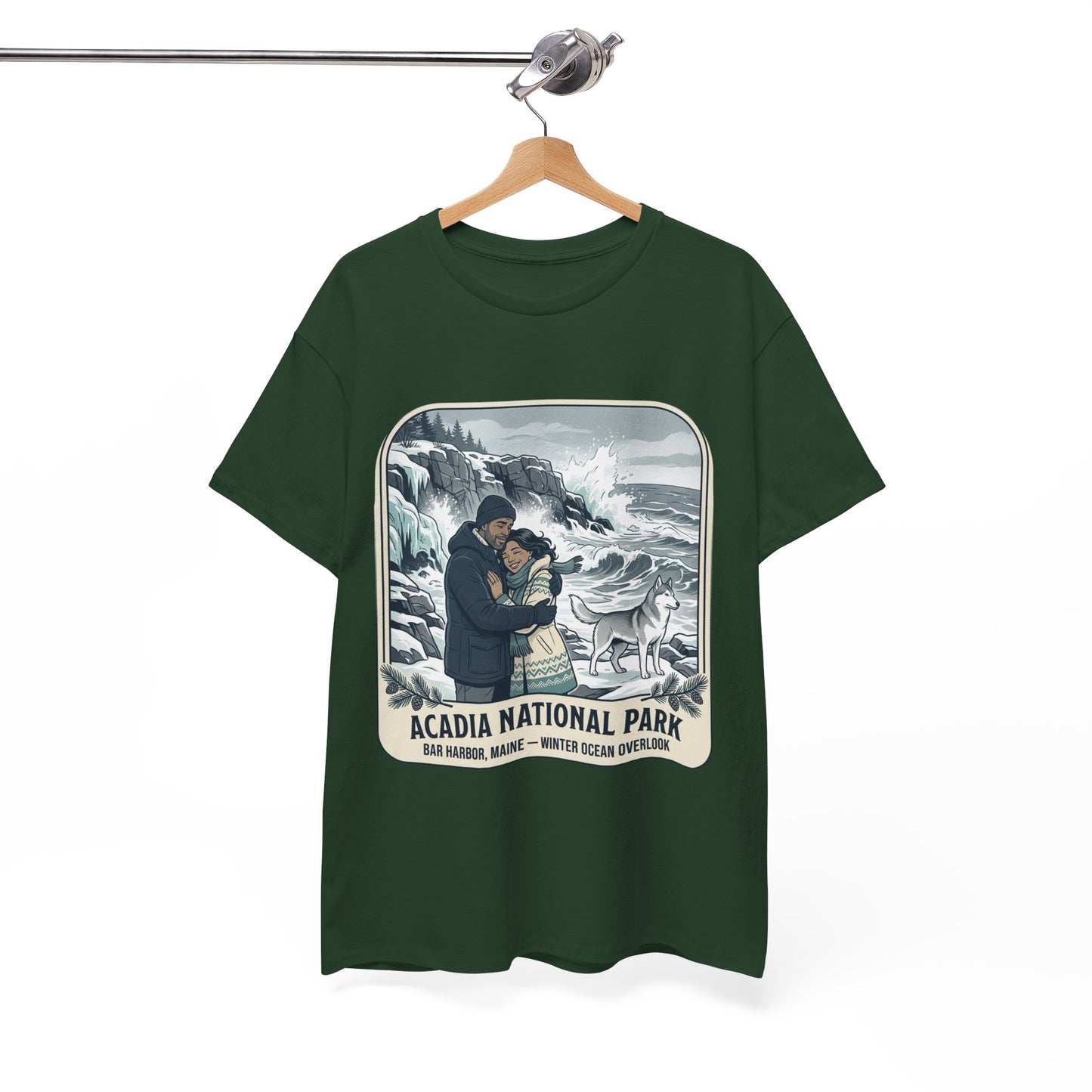 Acadia National Park Tee — Coastal Winter Couple Graphic