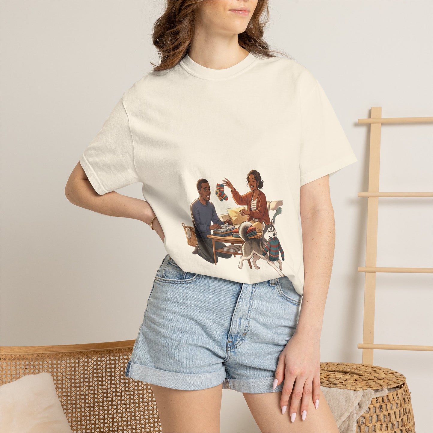 Picnic Cheers T-Shirt — Vintage Couple & Dog Illustration Tee