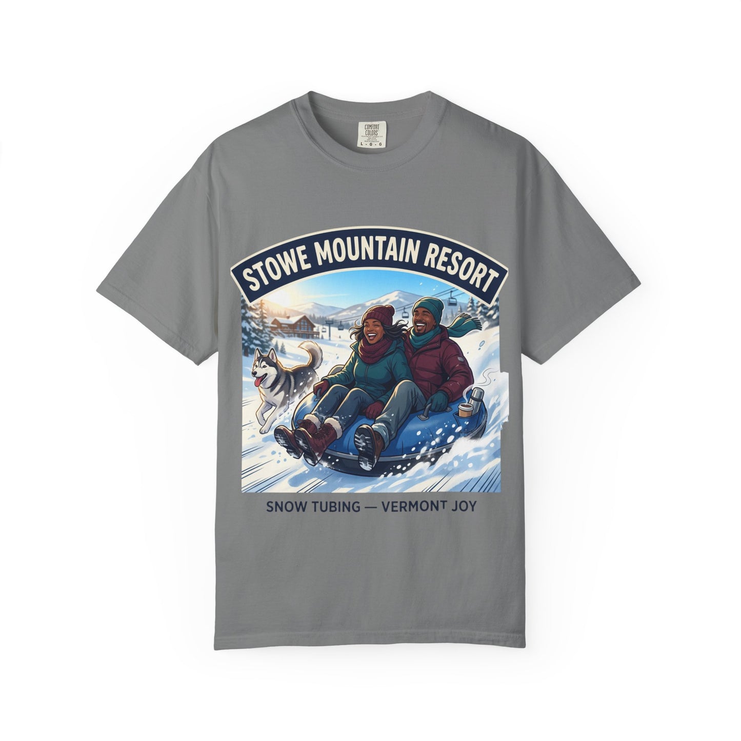 Stowe Mountain Resort Snow Tubing T-Shirt — "Vermont Joy" Winter Apparel