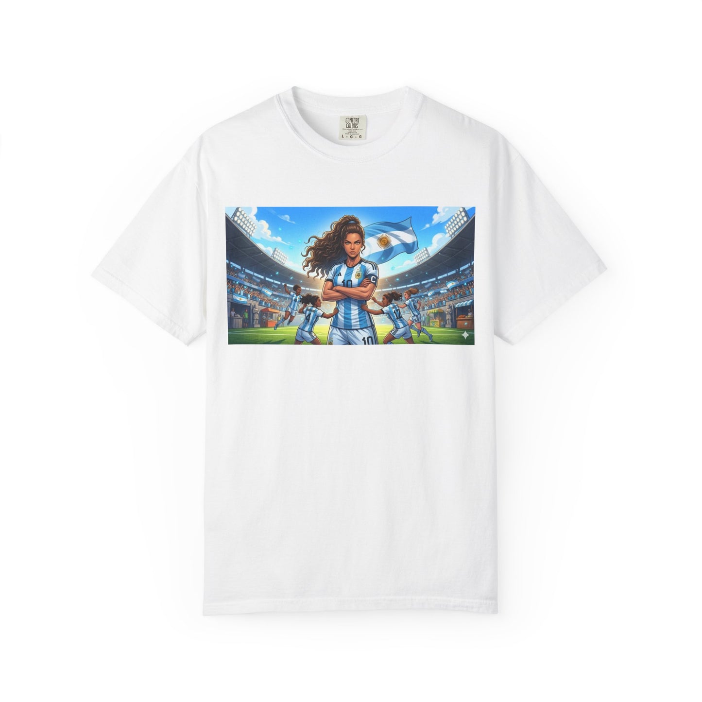 Argentina Soccer Heroine Stadium T-Shirt – Female Soccer Player Graphic Tee