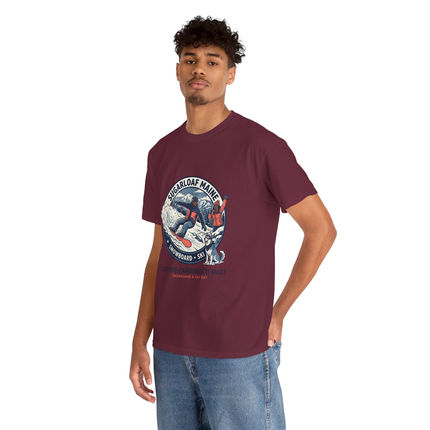 Sugarloaf Maine Snowboard & Ski T‑Shirt — Sugarloaf‑Carrabassett Valley Retro Graphic Tee