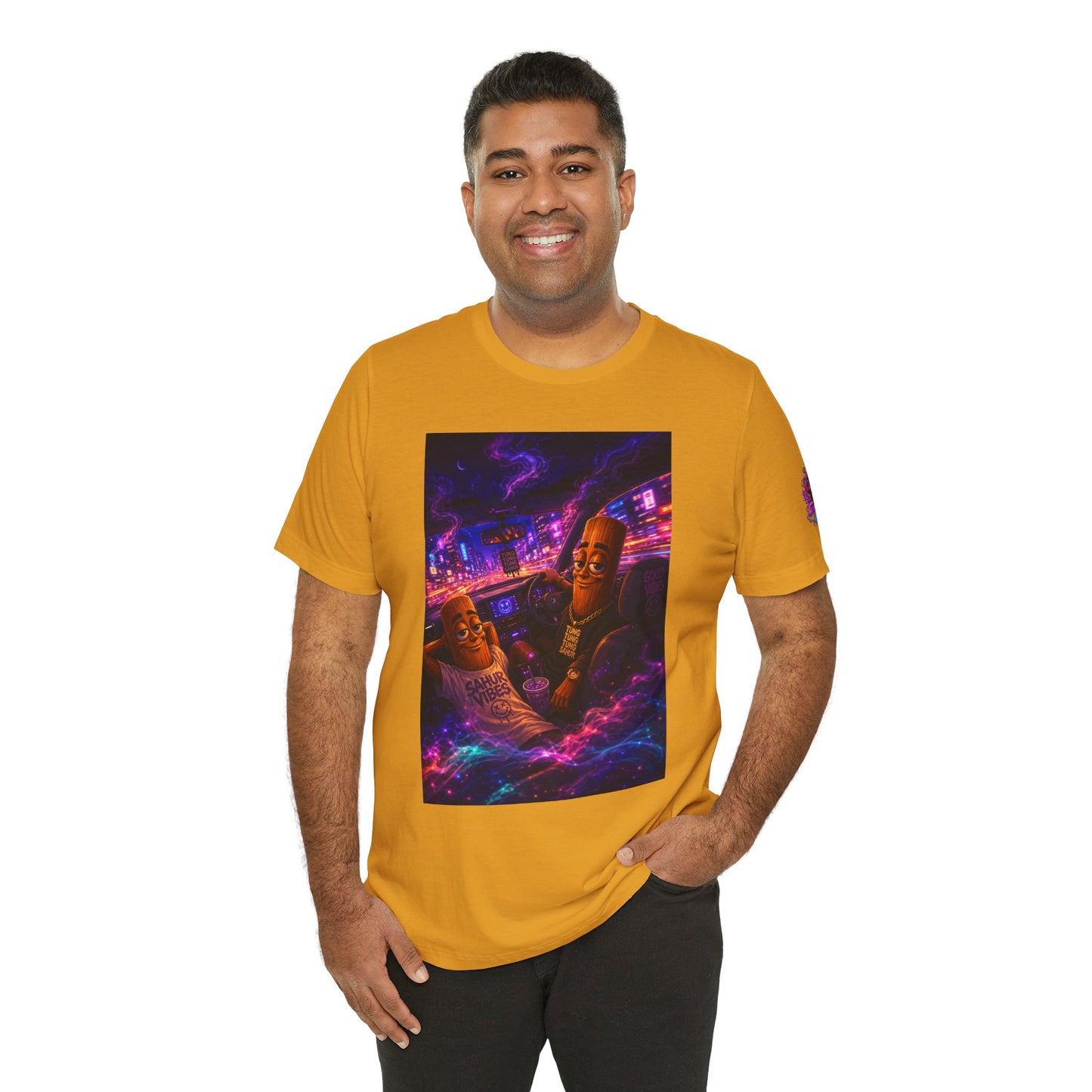 Tung Tung Tung Sahur Who Ride Like Us T-Shirt — Night Cruise Vaporwave Graphic Tee