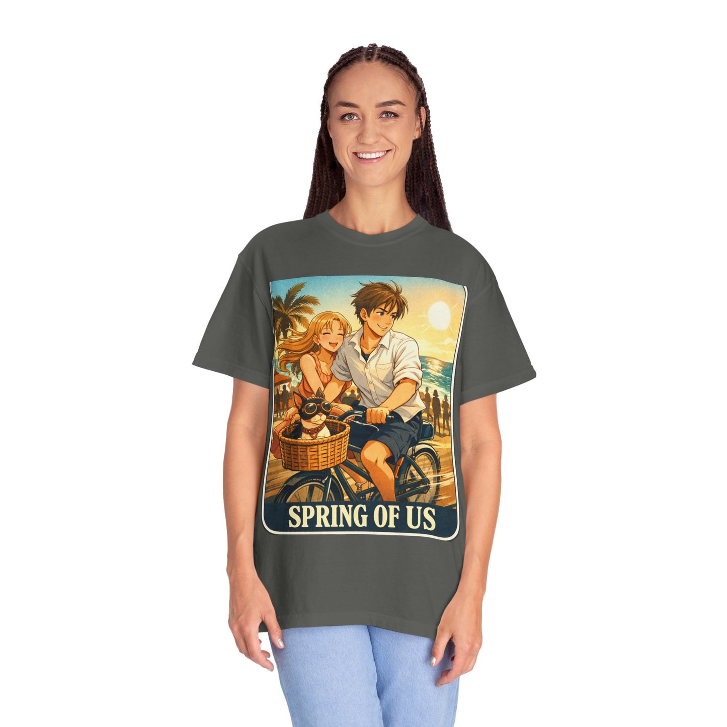 Spring of Us T-Shirt — Vintage Beach Couple Bicycle Design