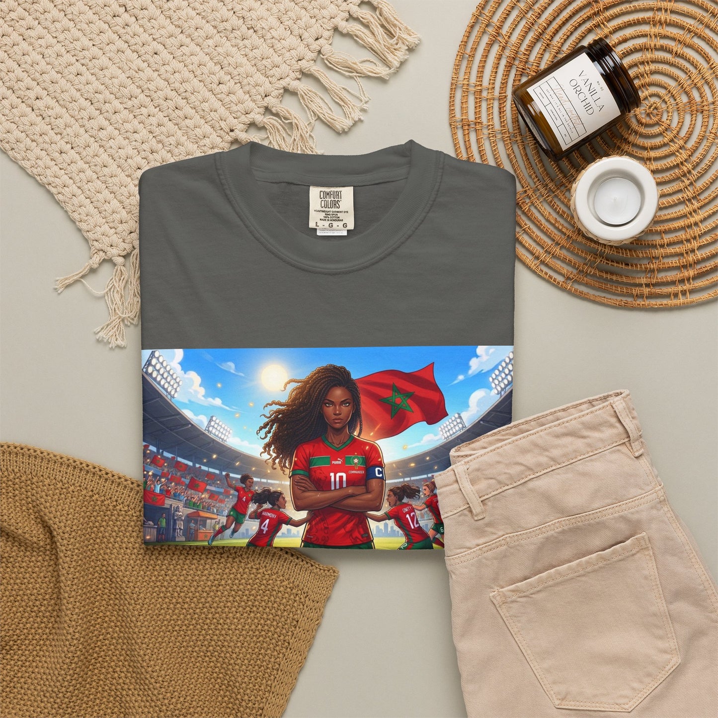 Morocco Soccer Champion Graphic T-Shirt — Inspiring Women’s Football Stadium Design