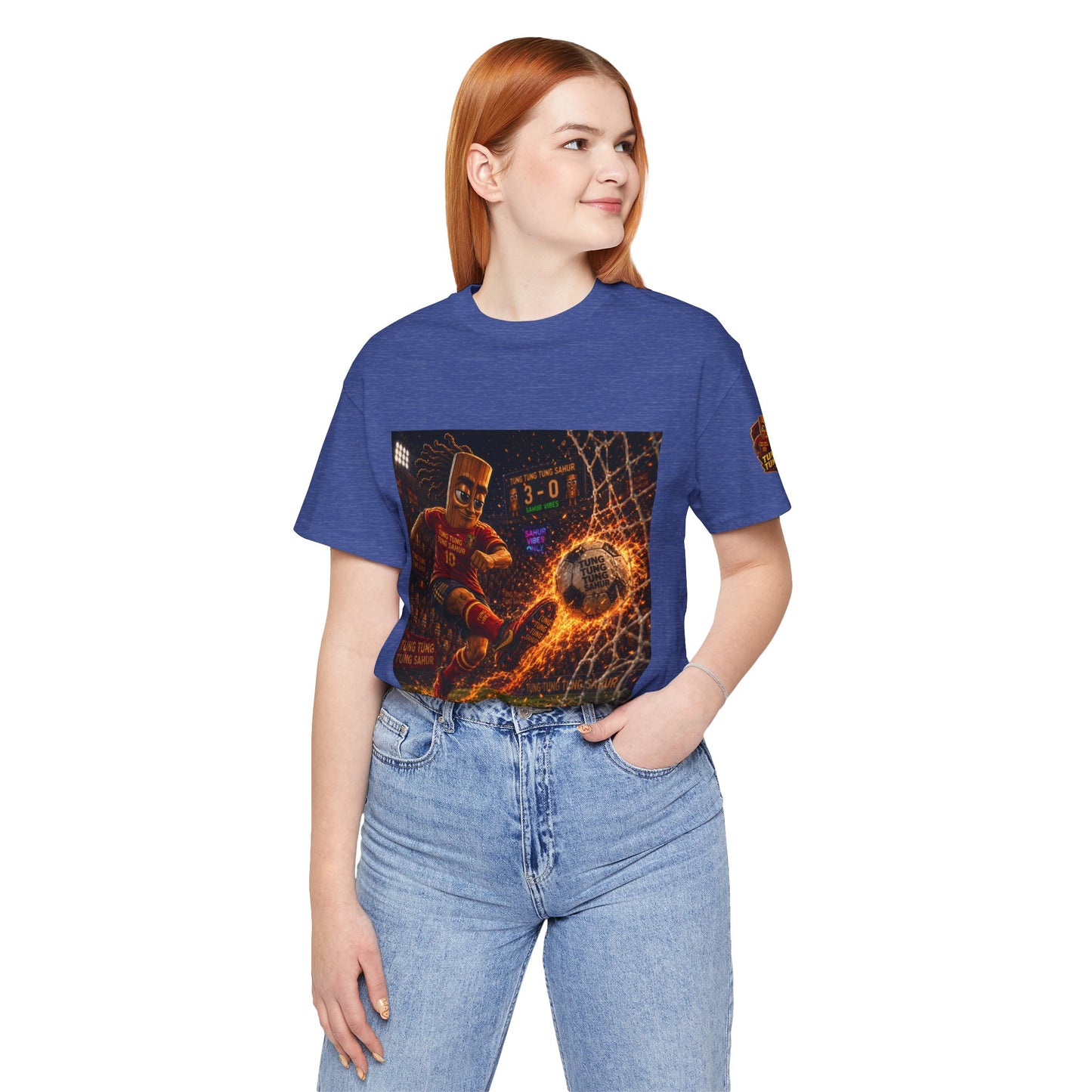 Tung Tung Tung Sahur Soccer Kick Firestorm Graphic Tee — ‘Goal’ Animated Kick Design