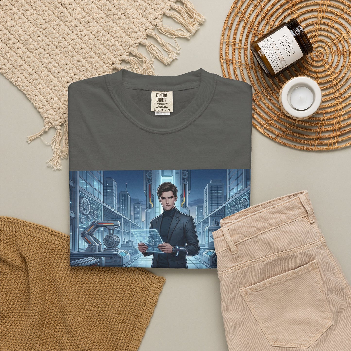Cyberpunk Detective T-Shirt — Futuristic Noir Cityscape Graphic Tee