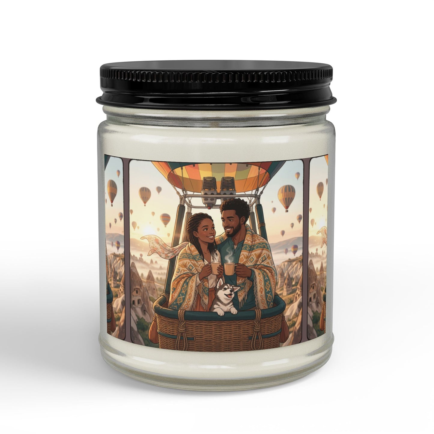 Scented Soy Candle — Hot Air Balloon Couple Design (4oz & 9oz)