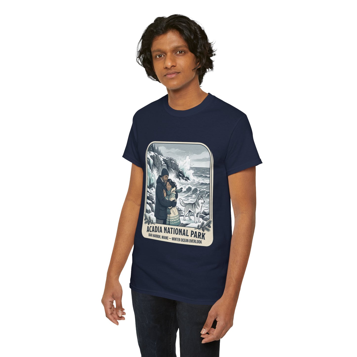 Acadia National Park Tee — Coastal Winter Couple Graphic
