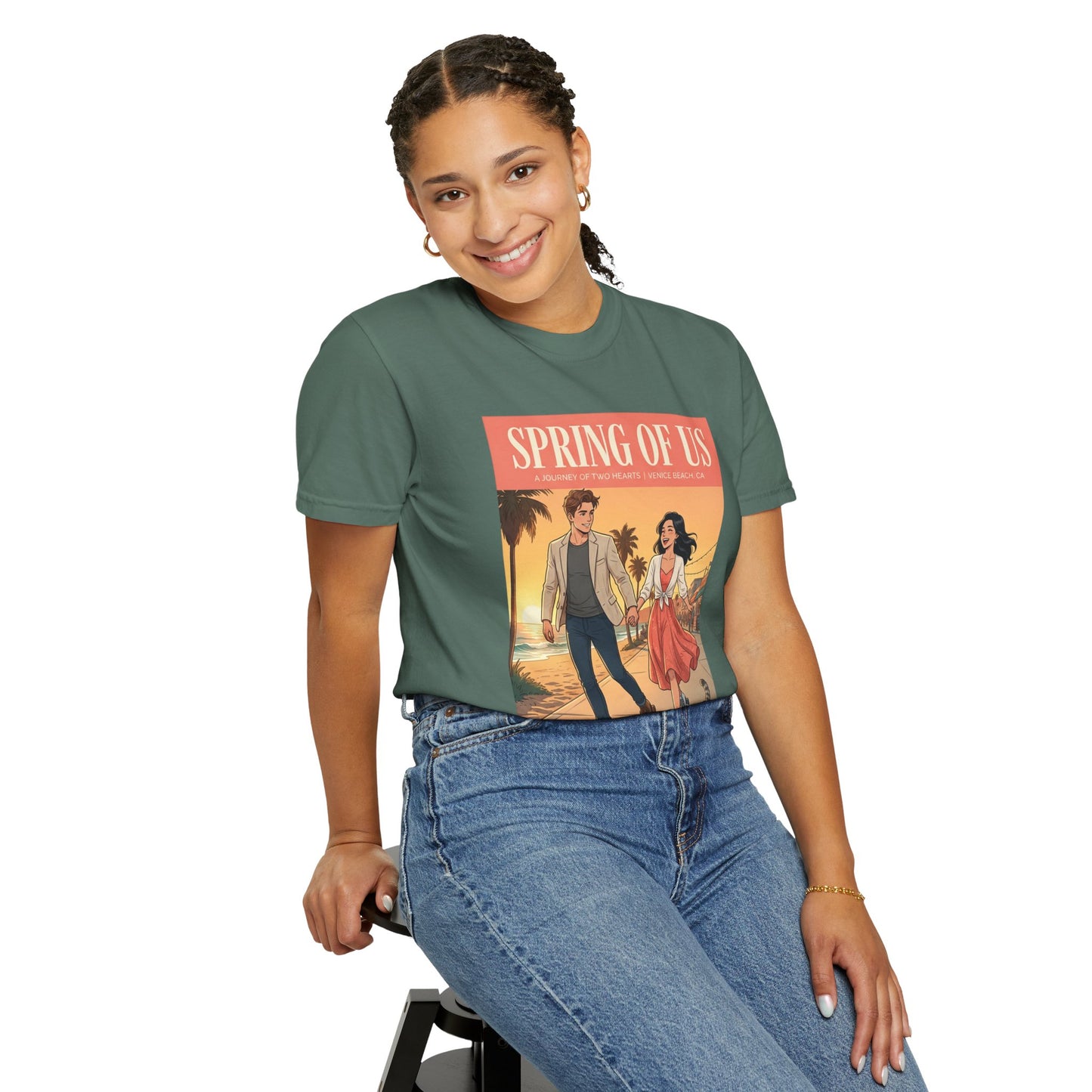 Spring of Us T-Shirt — Vintage Romantic Beach Couple Graphic Tee